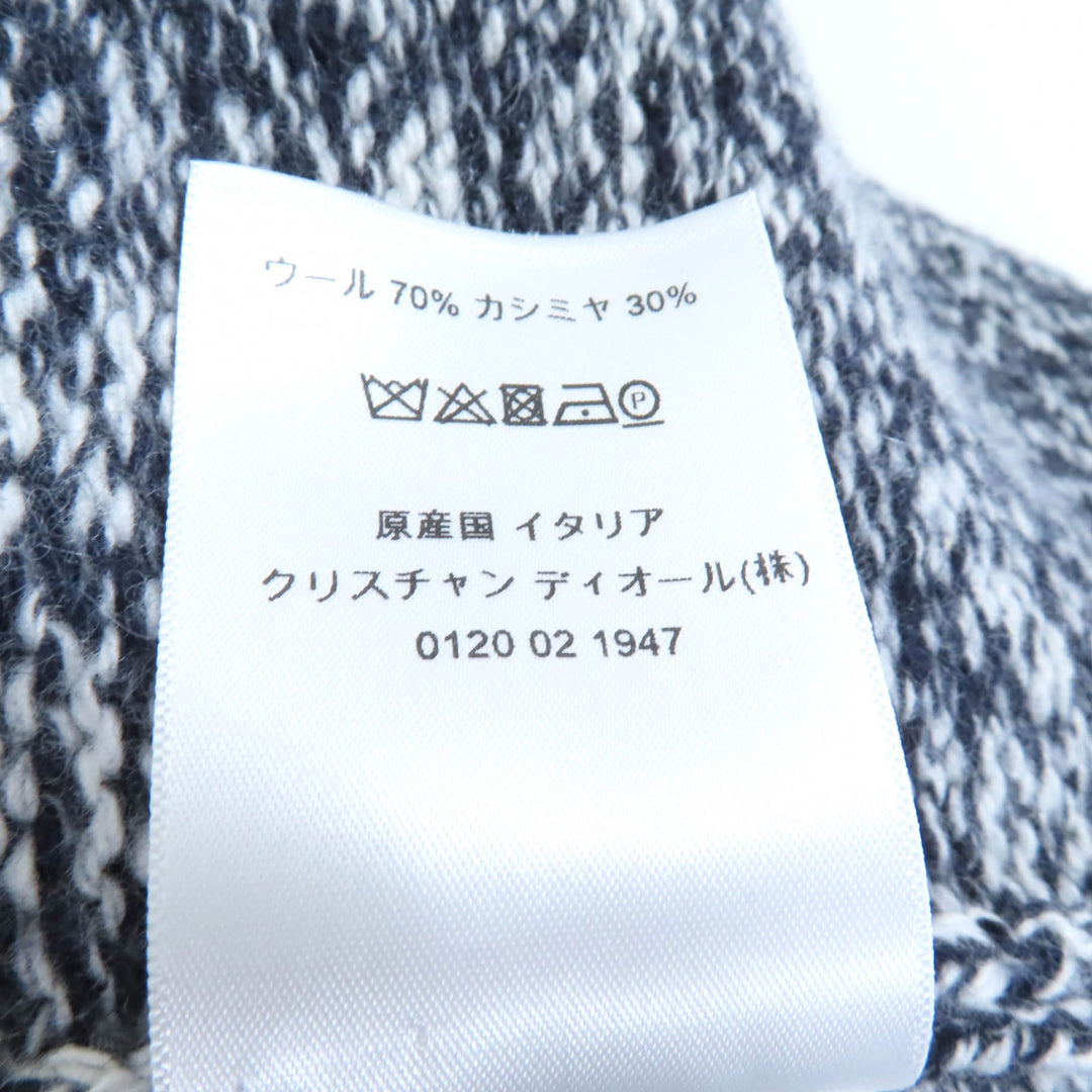 Excellent Christian Dior knit Back logo V-neck Long sleeves Navy 38 054S01AM303