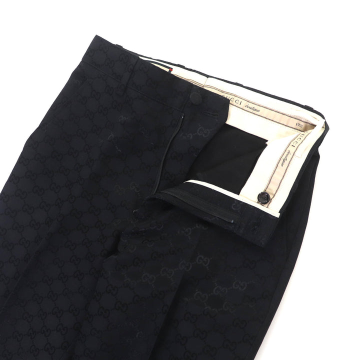 素晴らしい GUCCI パンツ GG柄 センタープレス コットン ブラック コットン レディース 36 664408