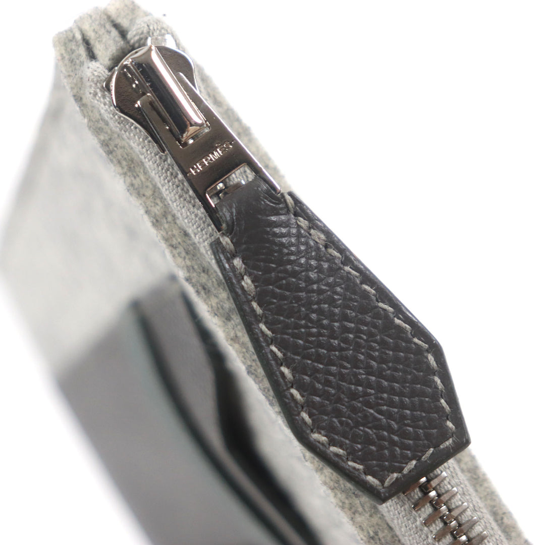 HERMES クラッチバッグ TOO DOO 29 フラットポーチ グレー フェルト メンズ