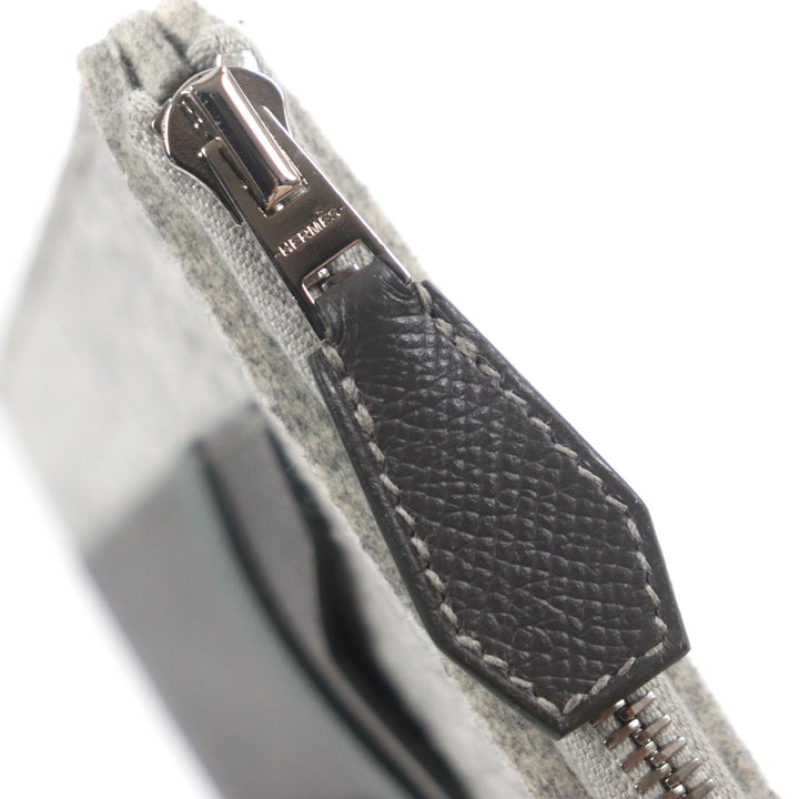 HERMES クラッチバッグ TOO DOO 29 フラットポーチ グレー フェルト メンズ