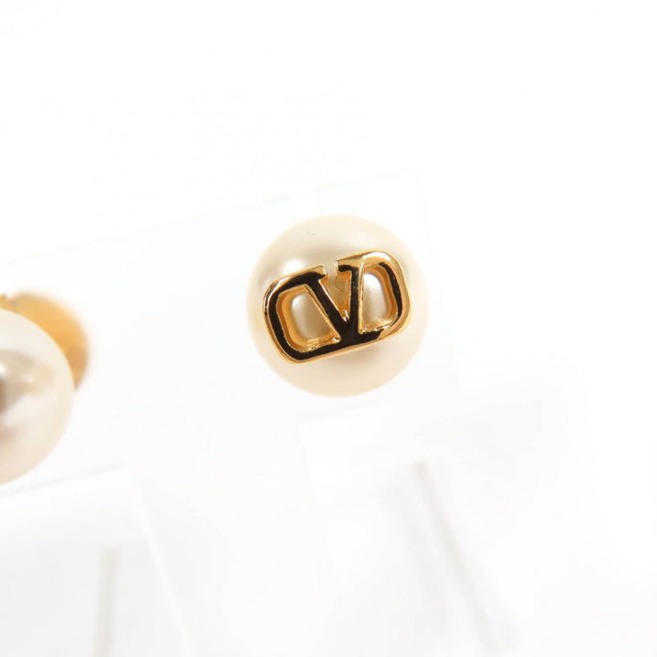 Excellent Valentino Garavani Pierce V logo signature with pearl gold Women