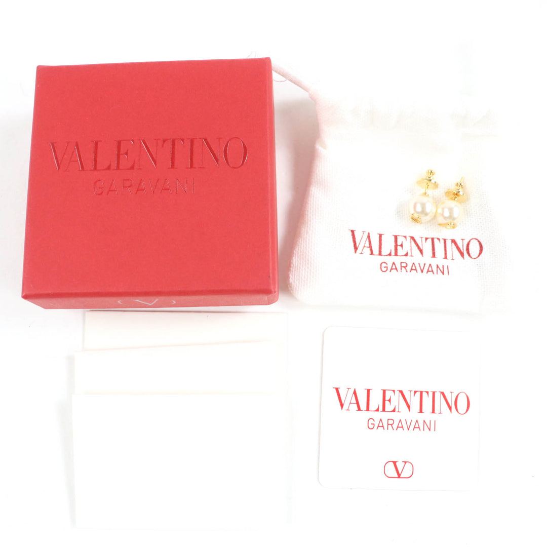 Excellent Valentino Garavani Pierce V logo signature with pearl gold Women
