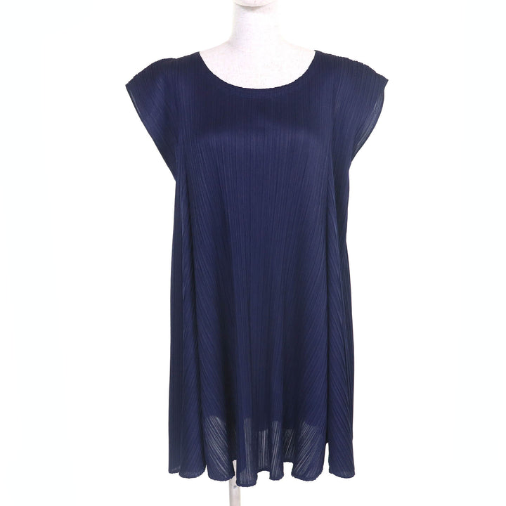 PLEATS PLEASE ワンピース キャップスリーブデザインチュニック ネイビー レディース 3 PP61-JT574