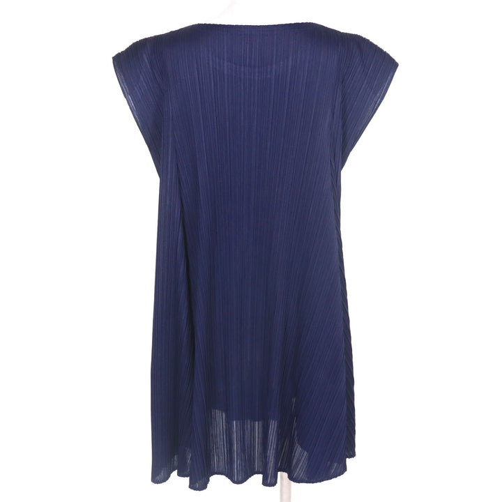 PLEATS PLEASE ワンピース キャップスリーブデザインチュニック ネイビー レディース 3 PP61-JT574