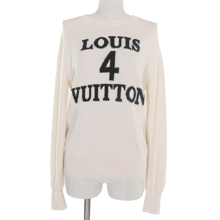 素晴らしい LOUIS VUITTON ニット LOUIS 4 VUITTON 長袖 アイボリー コットン レディース L