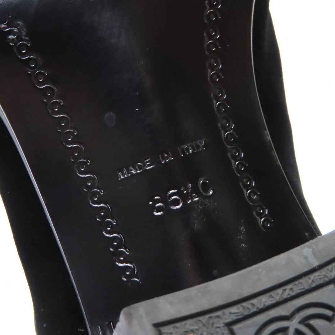 シャネル ニーハイブーツ ココマーク ベロア ラウンドトゥ ロングブーツ 36.5 21A G37985 美品