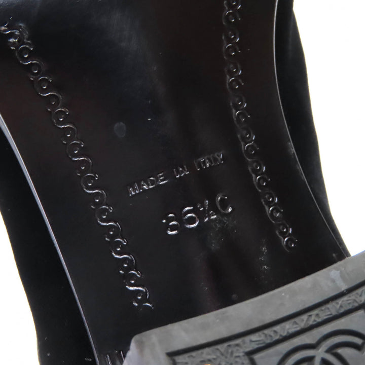 シャネル ニーハイブーツ ココマーク ベロア ラウンドトゥ ロングブーツ 36.5 21A G37985 美品