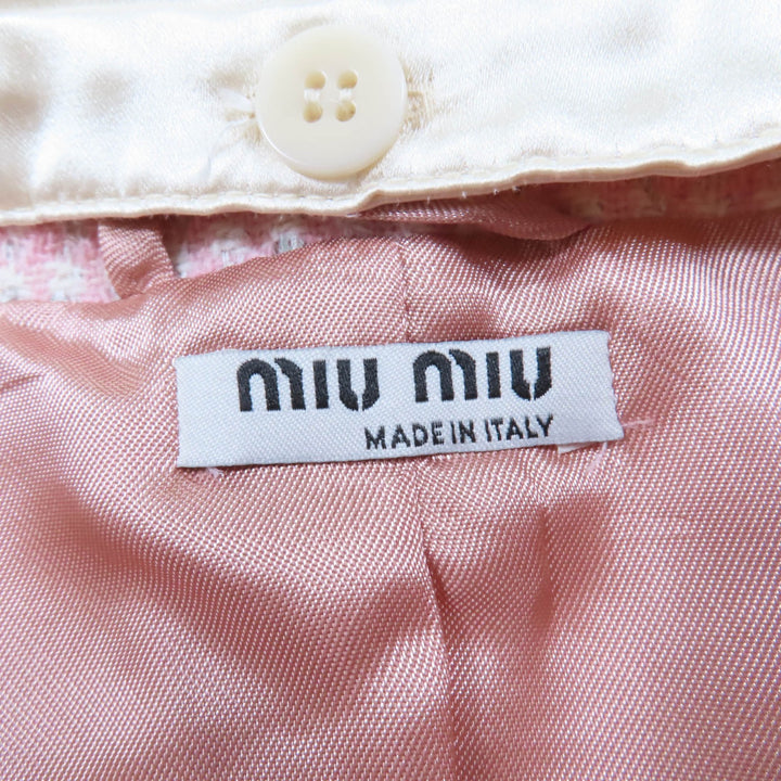 Excellent MIUMIU Jacket Cropped sequined tweed dress pink Virgin wool Women 36 MH1732