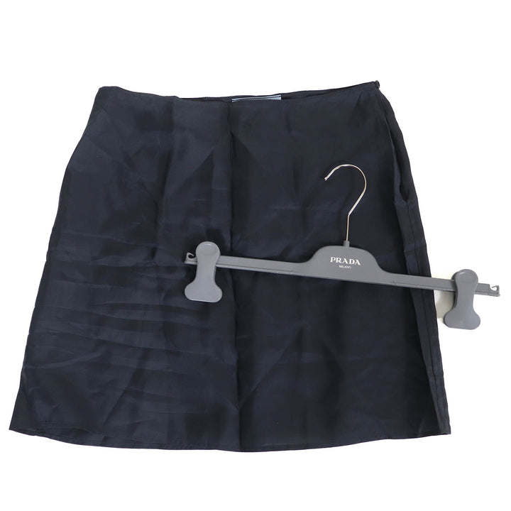 Excellent PRADA Pleated skirt Wool gabardine mini skirt with metal ring and 36