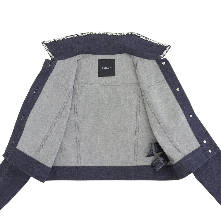 Excellent FOXEY Jacket Winston Jacket Indigo blue cotton Women 38 44222