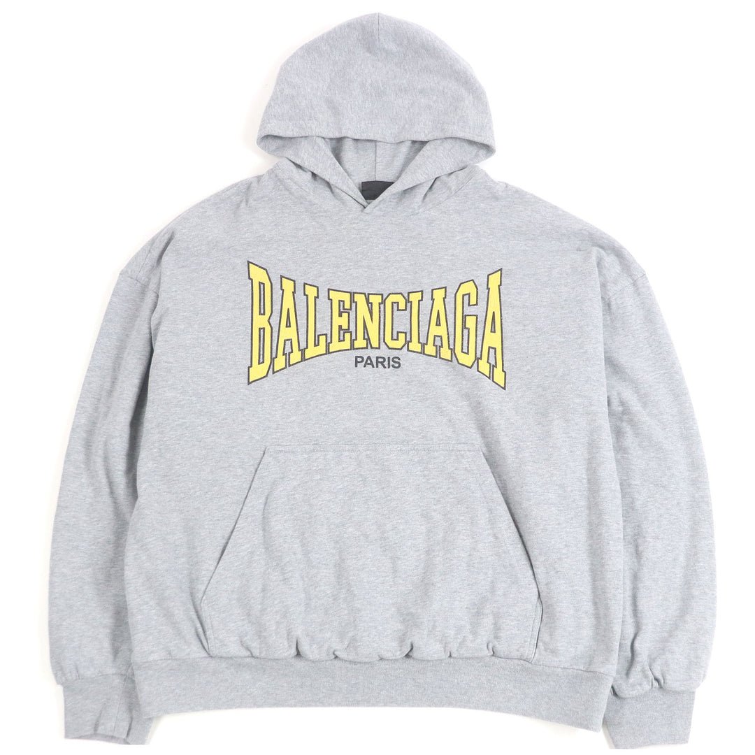 Excellent BALENCIAGA hoodie BOXING LINED HOODIE Crack logo pullover gray