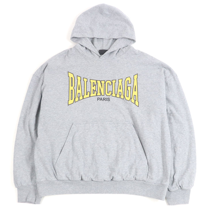 Excellent BALENCIAGA hoodie BOXING LINED HOODIE Crack logo pullover gray
