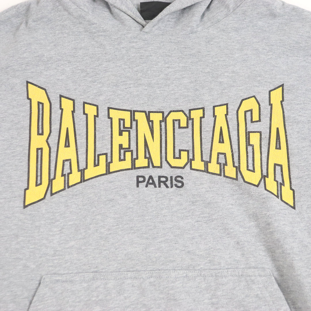 Excellent BALENCIAGA hoodie BOXING LINED HOODIE Crack logo pullover gray