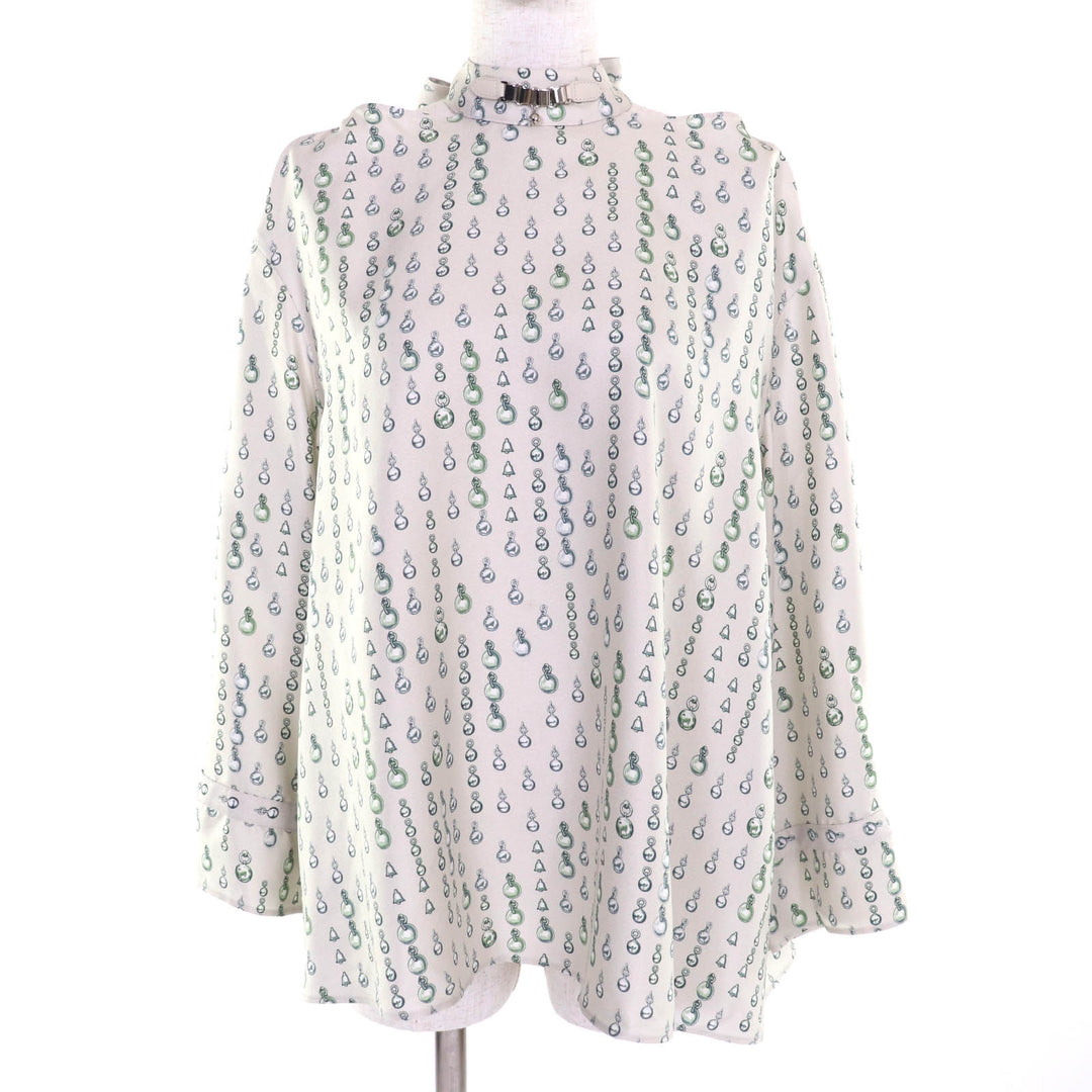 Excellent HERMES tops Gurege silk Women 40 2H0619DN
