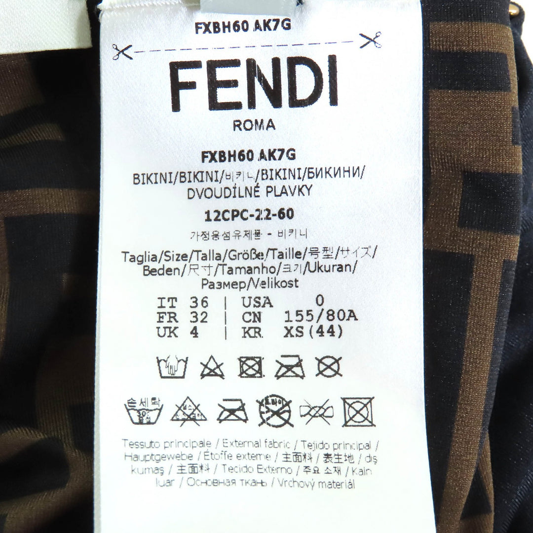 新品フェンディのツーピースセット、ズッカ柄の裏地、FFロゴ柄、メタリックの水着、36 FXBH60