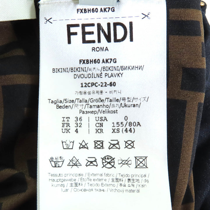 新品フェンディのツーピースセット、ズッカ柄の裏地、FFロゴ柄、メタリックの水着、36 FXBH60