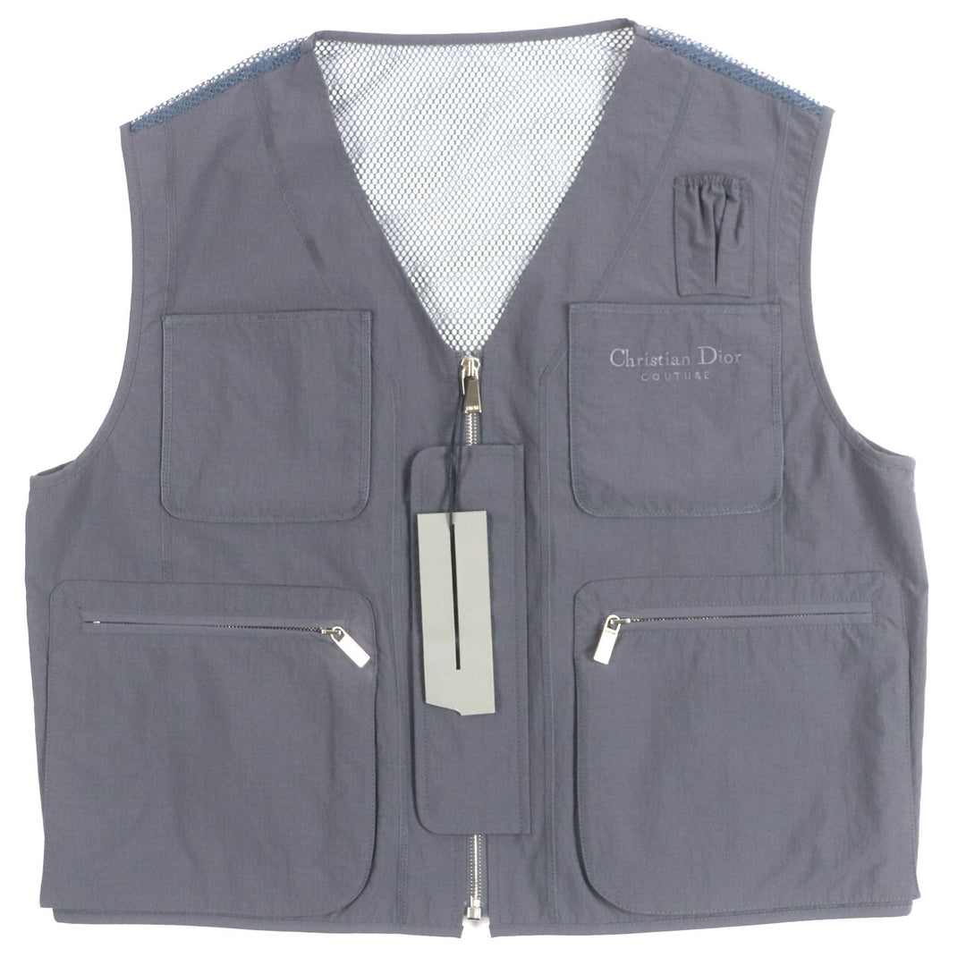 新品 DIOR ベスト マルチポケット ジップアップ ベスト グレー ナイロン メンズ 52 383C670A5771