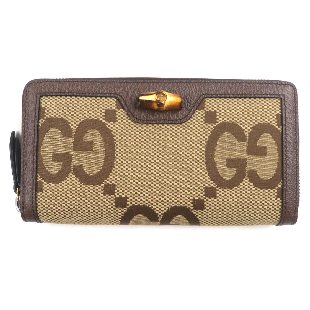 優れたグッチ財布 バンブージャンボGGベージュブラウンキャンバスメンズ658634