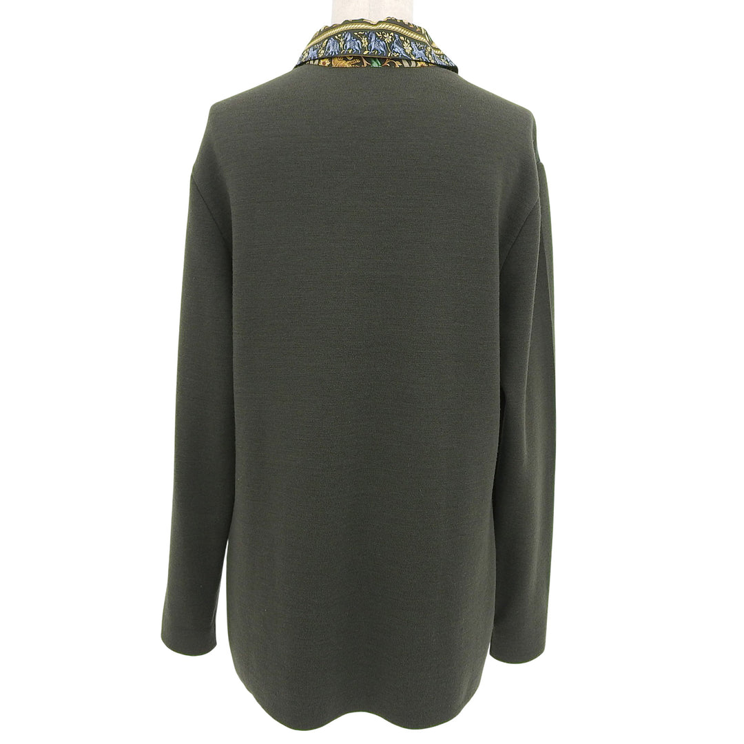 HERMES 長袖ポロシャツ CHASSEEN INDE マルチシルク レディース M