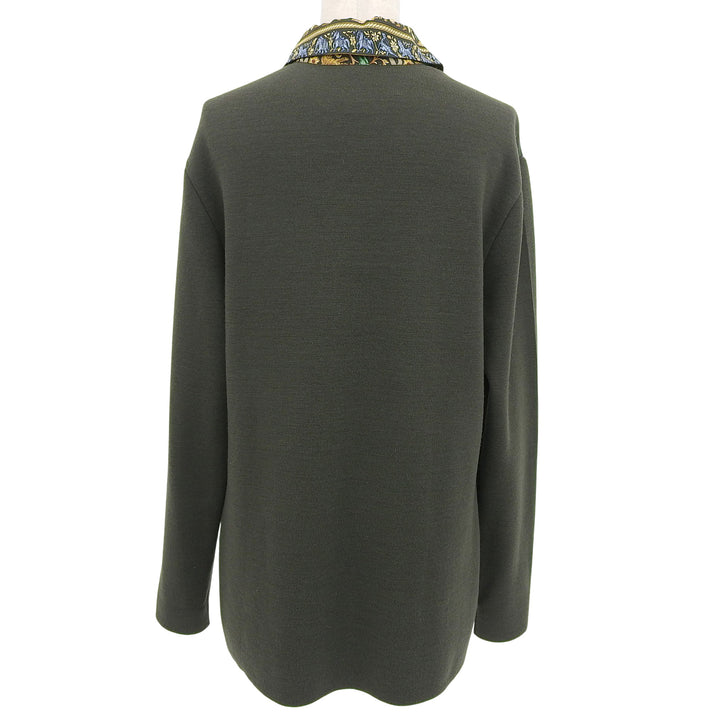 HERMES 長袖ポロシャツ CHASSEEN INDE マルチシルク レディース M