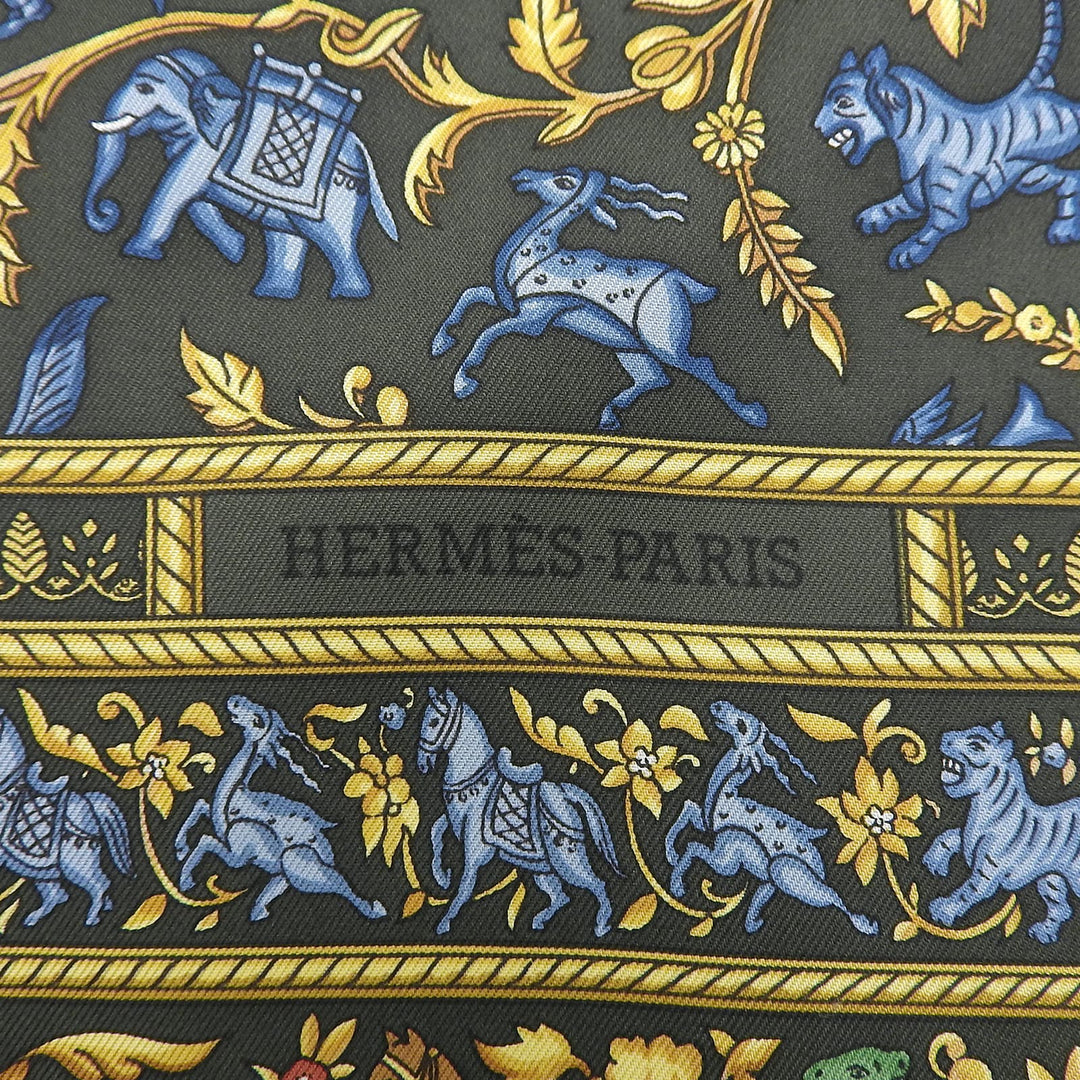 HERMES 長袖ポロシャツ CHASSEEN INDE マルチシルク レディース M