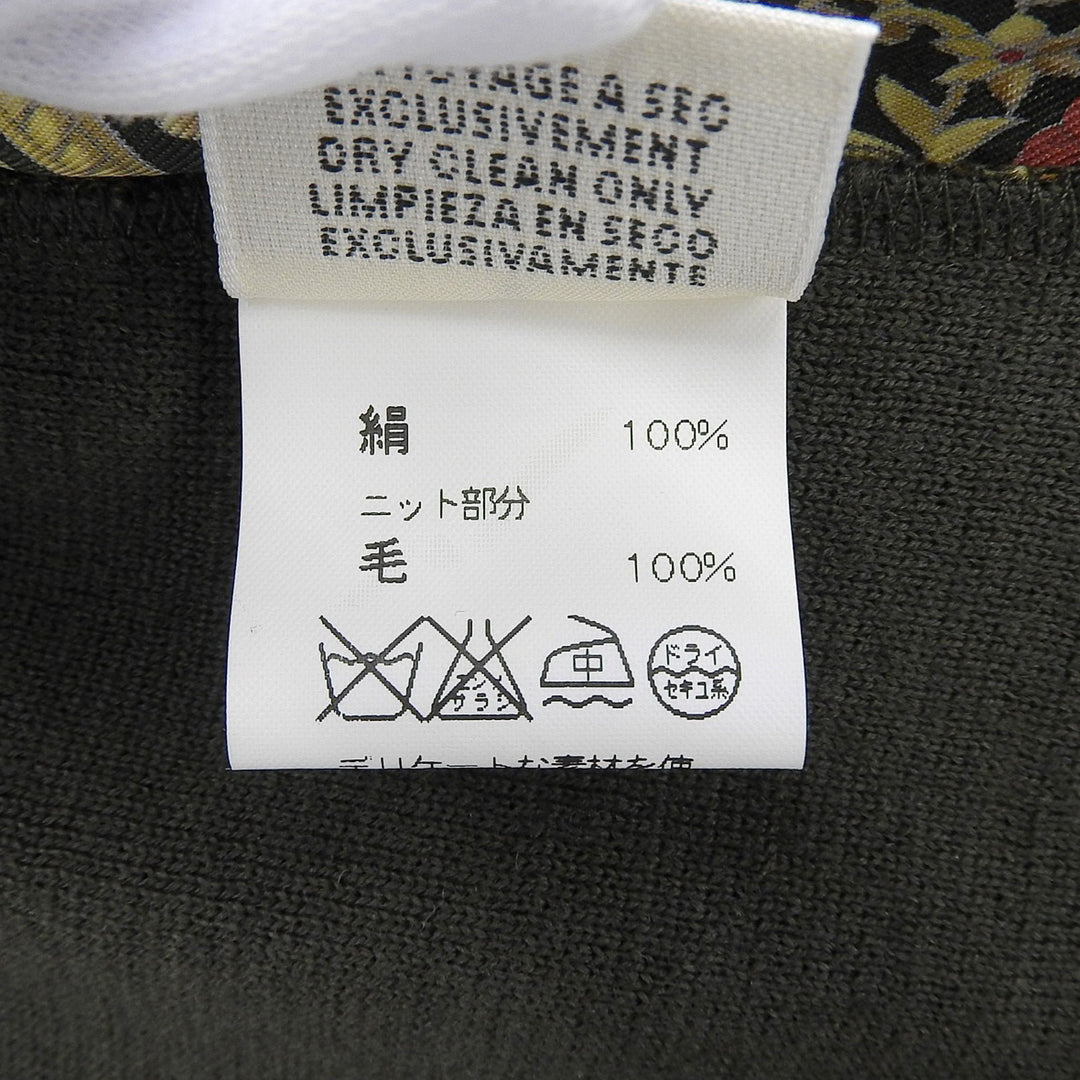 HERMES 長袖ポロシャツ CHASSEEN INDE マルチシルク レディース M