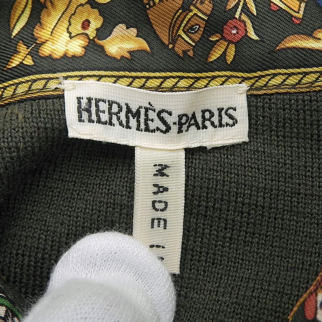 HERMES 長袖ポロシャツ CHASSEEN INDE マルチシルク レディース M