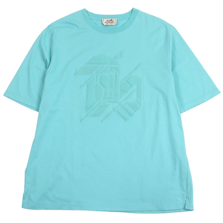 素晴らしいHERMES半袖TシャツChevaux en symmetry Tシャツライトブルー