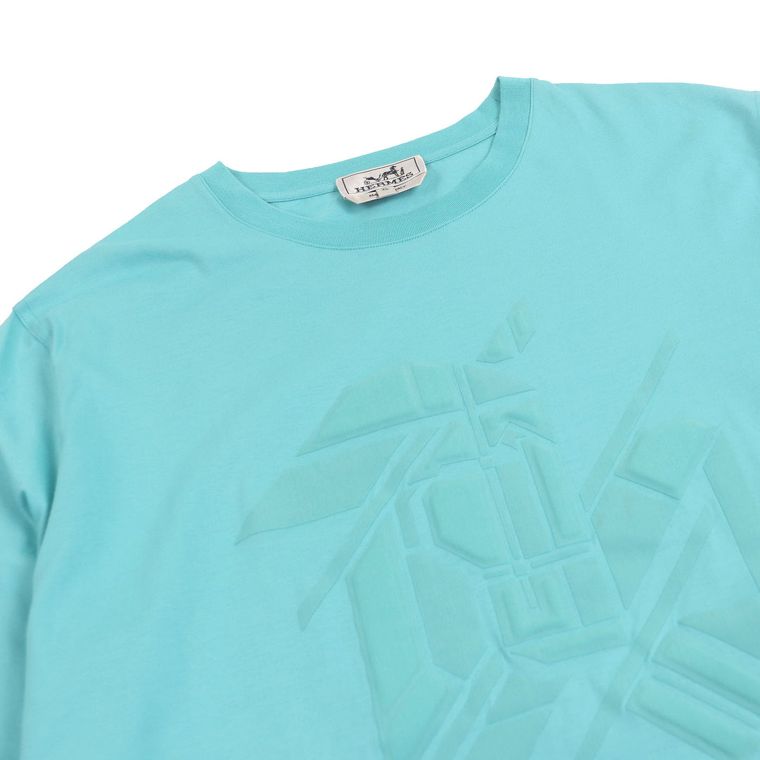 素晴らしいHERMES半袖TシャツChevaux en symmetry Tシャツライトブルー
