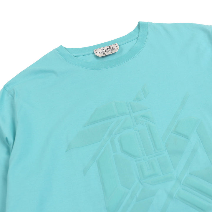 素晴らしいHERMES半袖TシャツChevaux en symmetry Tシャツライトブルー