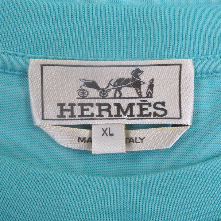 素晴らしいHERMES半袖TシャツChevaux en symmetry Tシャツライトブルー