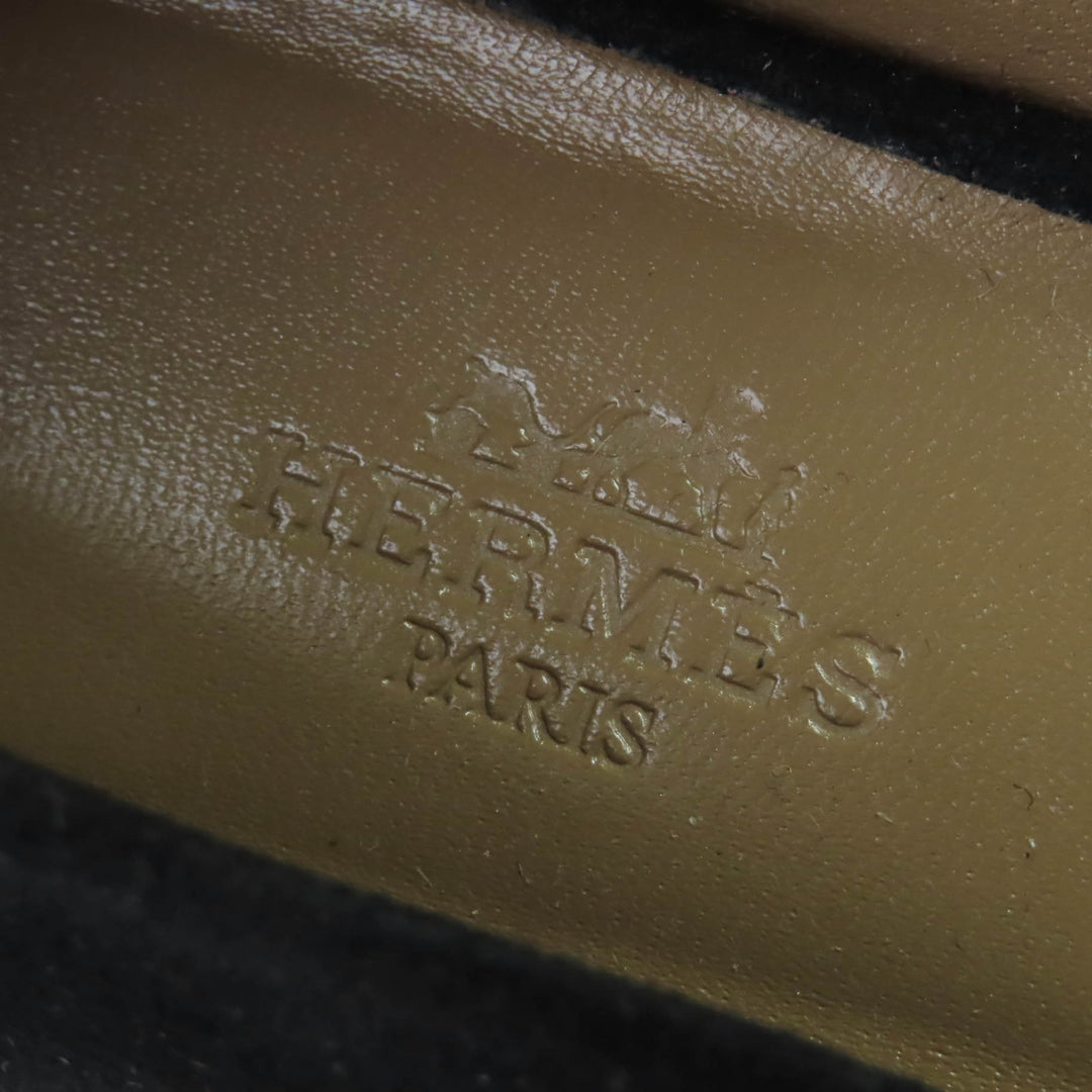 HERMES パンプス ビルバオ ケリー バックル ブラック スエードレザー レディース 35.5