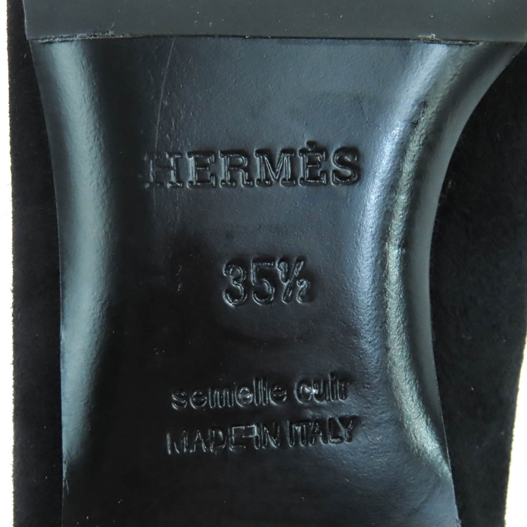 HERMES パンプス ビルバオ ケリー バックル ブラック スエードレザー レディース 35.5
