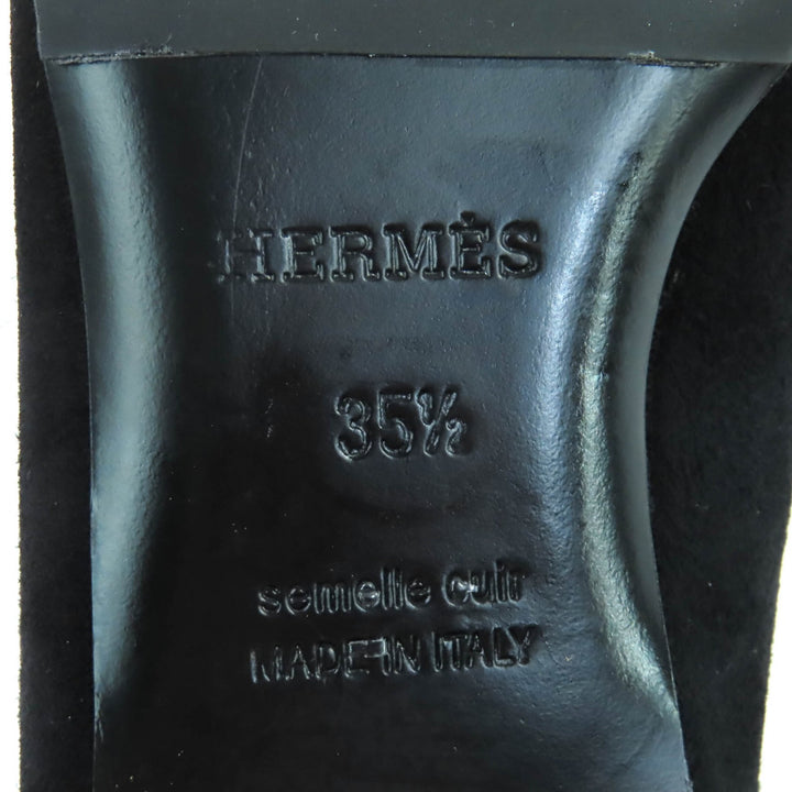 HERMES パンプス ビルバオ ケリー バックル ブラック スエードレザー レディース 35.5