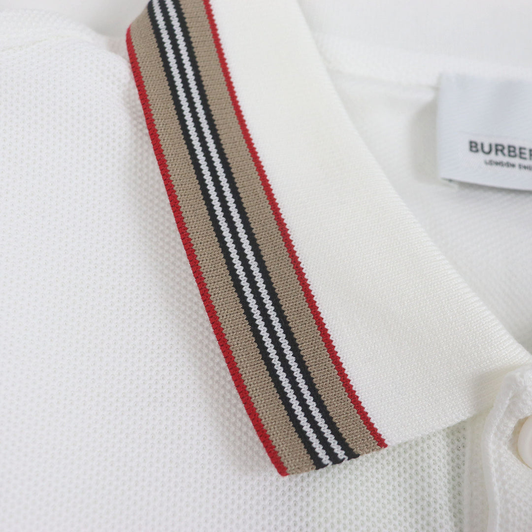 新品BURBERRY 半袖ポロシャツ TBロゴ刺繍 ホワイト コットン メンズ XS 8056225