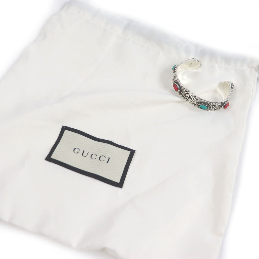 素晴らしい GUCCI バングル キャットヘッド ダブル G ル マルシェ デ メルヴェイユ シルバー ターコイズ レッド