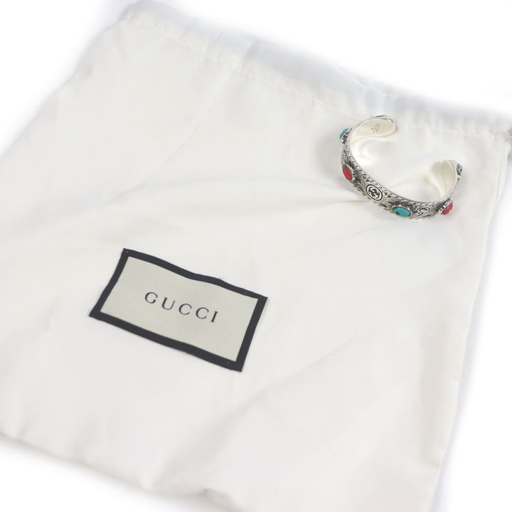 素晴らしい GUCCI バングル キャットヘッド ダブル G ル マルシェ デ メルヴェイユ シルバー ターコイズ レッド