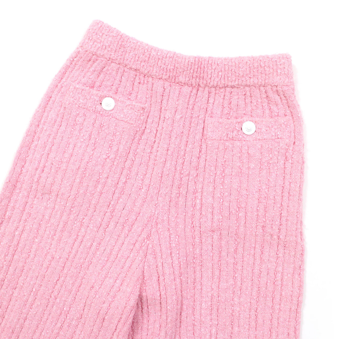 Pristine CHANEL Pants Lion Button Tweed Half pink Rayon Women 36 22P P72283K1414