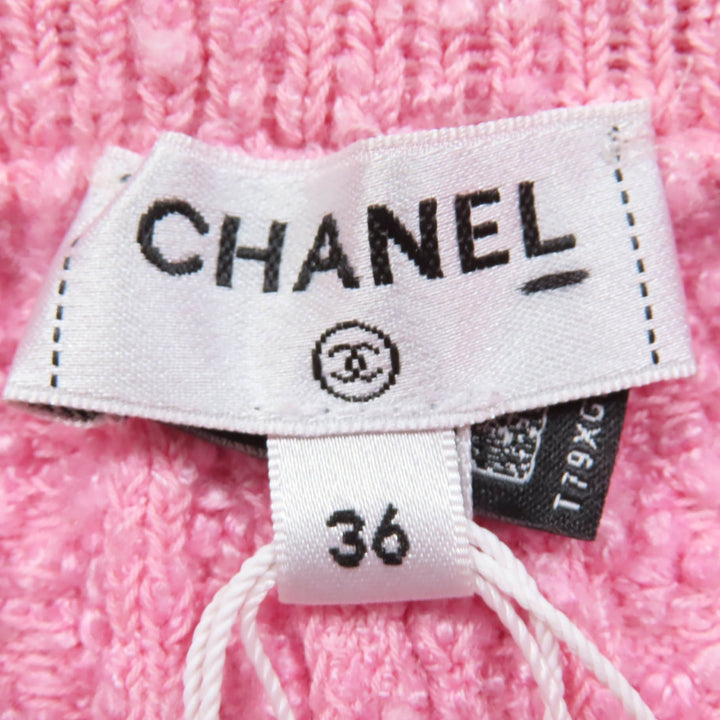Pristine CHANEL Pants Lion Button Tweed Half pink Rayon Women 36 22P P72283K1414