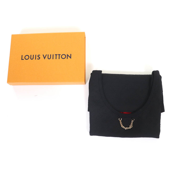 素晴らしい LOUIS VUITTON タンクトップ ブラック レッド シルク レディース M