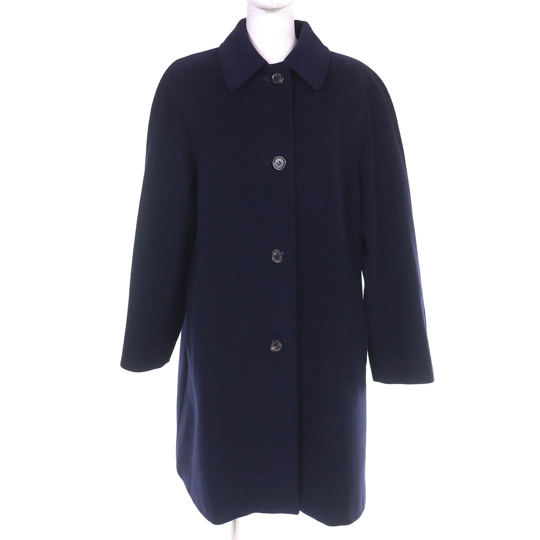 Great Herno coat Lining Scarf Pattern Single Long Navy wool Women 40