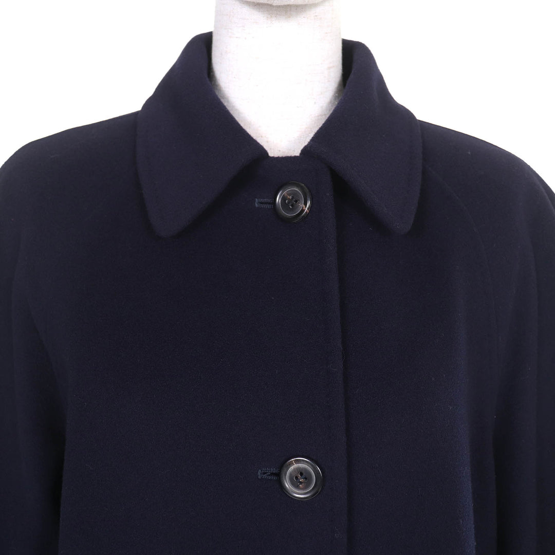 Great Herno coat Lining Scarf Pattern Single Long Navy wool Women 40