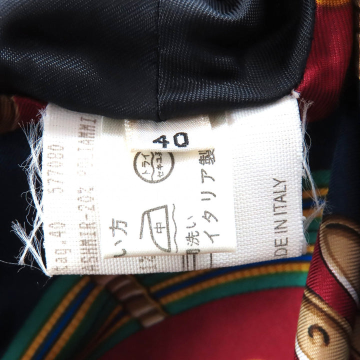 Great Herno coat Lining Scarf Pattern Single Long Navy wool Women 40