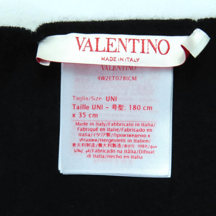 素晴らしいVALENTINOスカーフVシグネチャーオールオーバーロゴフリンジブラックウールレディース