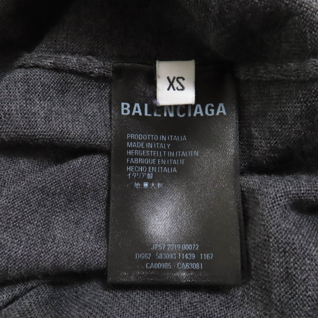 素晴らしい BALENCIAGA ニット バックロゴ クルーネック 長袖 グレー ウール レディース XS