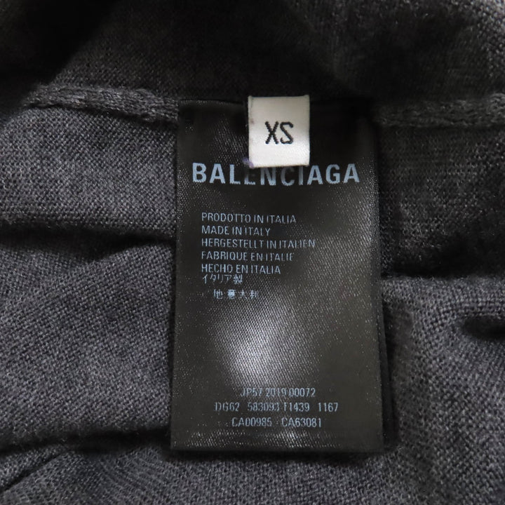 素晴らしい BALENCIAGA ニット バックロゴ クルーネック 長袖 グレー ウール レディース XS