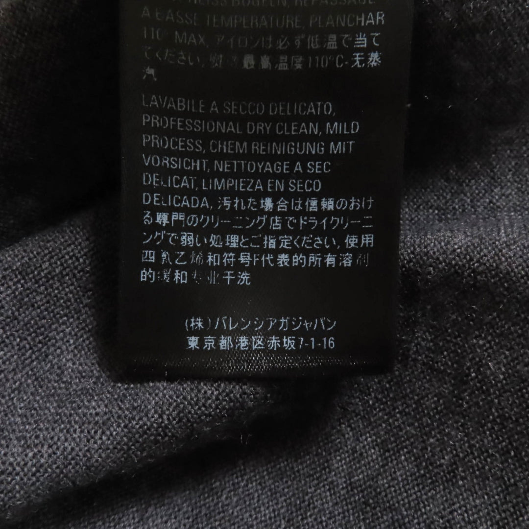 素晴らしい BALENCIAGA ニット バックロゴ クルーネック 長袖 グレー ウール レディース XS