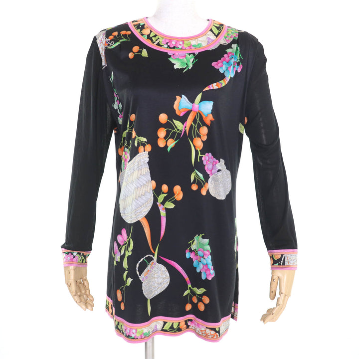 Great LEONARD FASHION Tunic Floral print see-through sleeve dress black cotton