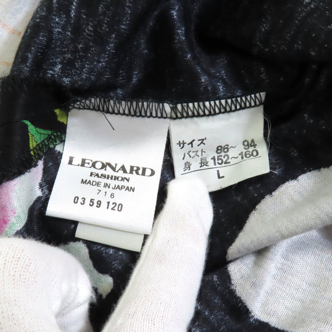 Great LEONARD FASHION Tunic Floral print see-through sleeve dress black cotton