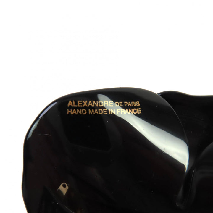 素晴らしいALEXANDRE DE PARIS バレッタ カメリア レースプリント ジュエリー付き ホワイト ブラック レディース